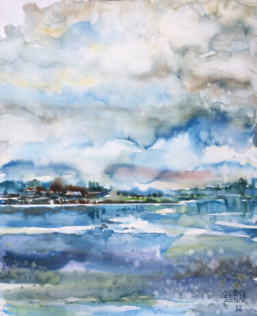 Peinture intitulée "Lake Spring water" par Oleksandr Desiat, Œuvre d'art originale, Aquarelle