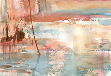 Painting titled "Spring waters Paint…" by Oleksandr Desiat, Original Artwork, Watercolor