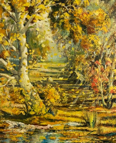 Painting titled "Вальс листвы" by Oleksandr Dovbnya, Original Artwork, Oil