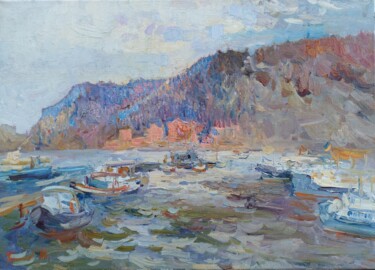 Painting titled "In the bay. Balacla…" by Oleksandr Khrapachov, Original Artwork, Oil