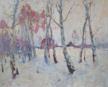 Painting titled "The village is far…" by Oleksandr Khrapachov, Original Artwork, Oil