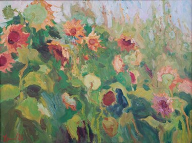 Peinture intitulée "Sunflowers" par Oleksandr Khrapachov, Œuvre d'art originale, Huile
