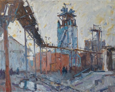 Painting titled "Industry_" by Oleksandr Khrapachov, Original Artwork, Oil