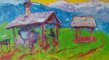 Painting titled "Carpathian Paradise_" by Oleksandr Khrapachov, Original Artwork, Oil