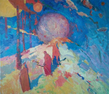 Pittura intitolato "THOUGHTS_" da Oleksandr Khrapachov, Opera d'arte originale, Olio