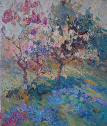 Painting titled "_FLOWERING. ANTONIN…" by Oleksandr Khrapachov, Original Artwork, Oil