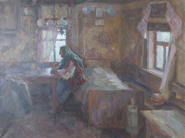Картина под названием "HUTSULSKA HOUSE." - Oleksandr Khrapachov, Подлинное произведение искусства, Масло
