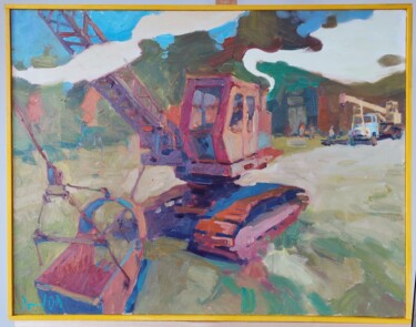 Painting titled "Excavator" by Oleksandr Khrapachov, Original Artwork, Oil