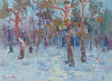 Painting titled "In the forest. Kyiv…" by Oleksandr Khrapachov, Original Artwork, Oil