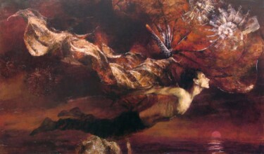 Peinture intitulée "The dream of Icarus" par Oleksandr Korol, Œuvre d'art originale, Huile