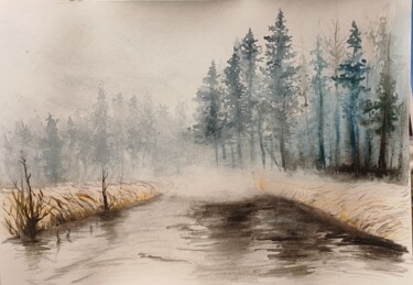 Painting titled "Spring forest in Ma…" by Oleksandr Koval, Original Artwork, Watercolor