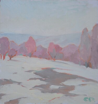 Pittura intitolato "Pink trees" da Oleksandr Pavlenko, Opera d'arte originale, Olio