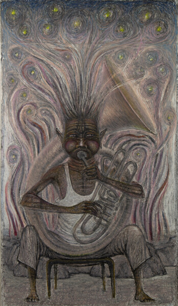Peinture intitulée "Trumpet player" par Oleksandr Puchkov, Œuvre d'art originale, Pastel