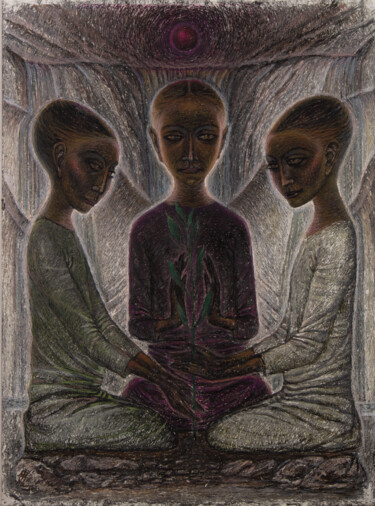 Painting titled "Trinity" by Oleksandr Puchkov, Original Artwork, Pastel