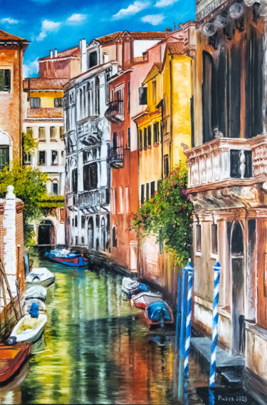 Картина под названием "Venice" - Oleksandr Puzyr, Подлинное произведение искусства, Масло Установлен на Деревянная рама для…