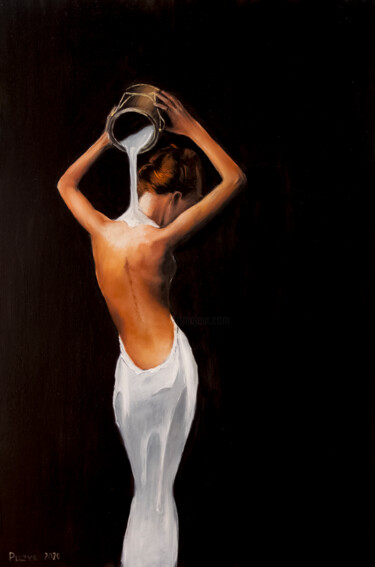Painting titled "Robes de lait" by Oleksandr Puzyr, Original Artwork, Oil