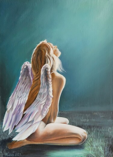 Peinture intitulée "Angel" par Oleksandr Puzyr, Œuvre d'art originale, Huile