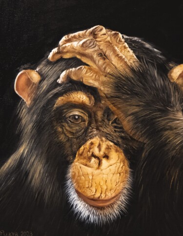 Pintura titulada "singe, peinture à l…" por Oleksandr Puzyr, Obra de arte original, Oleo