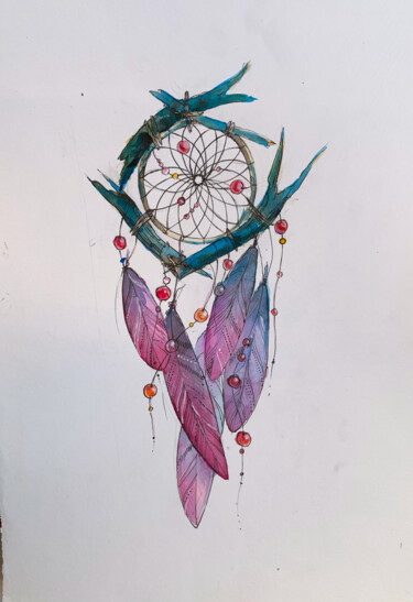 Картина под названием "Dream Catcher" - Олександра Бєляєва, Подлинное произведение искусства, Акварель