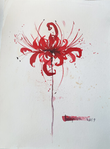 Картина под названием "Lycoris" - Олександра Бєляєва, Подлинное произведение искусства, Акварель