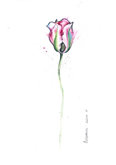 Painting titled "tulip" by Oleksandra Bieliaieva, Original Artwork, Watercolor