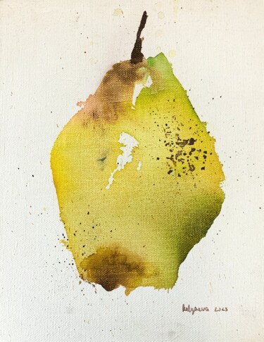 Painting titled "Pear" by Oleksandra Bieliaieva, Original Artwork, Watercolor