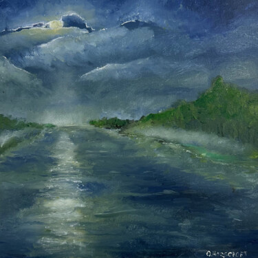 제목이 "Nuit sur la rivière"인 미술작품 Oleksandra Horscroft로, 원작, 기름
