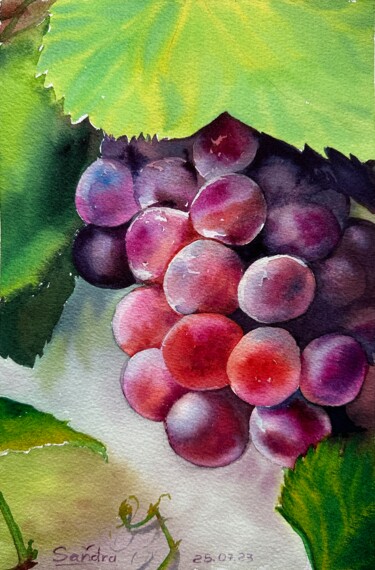 Картина под названием "Juicy grape" - Oleksandra Padushyna, Подлинное произведение искусства, Акварель