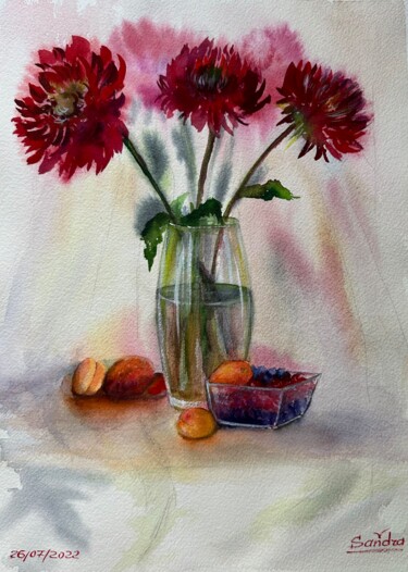 Malerei mit dem Titel "Summer still life" von Oleksandra Padushyna, Original-Kunstwerk, Aquarell