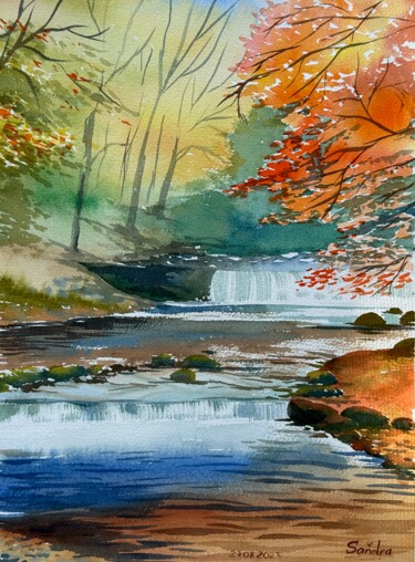 「Autumn energy of fo…」というタイトルの絵画 Oleksandra Padushynaによって, オリジナルのアートワーク, 水彩画