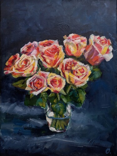 Pittura intitolato "Roses" da Oleksandra Velychko, Opera d'arte originale, Olio