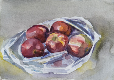 Painting titled "apples" by Oleksandra Velychko, Original Artwork, Watercolor