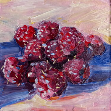 Painting titled "Raspberries" by Oleksandra Velychko, Original Artwork, Oil