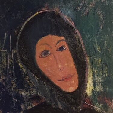 Painting titled "Apostle of the night" by Oleksyi Zagumnyi, Original Artwork, Oil Mounted on Wood Stretcher frame