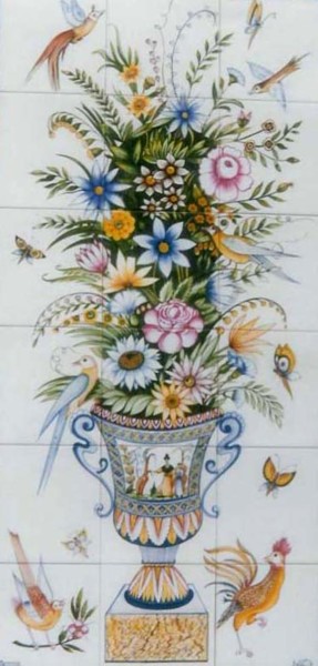 Картина под названием "Jarrão de Flores (o…" - Olen, Подлинное произведение искусства, Витражная роспись Установлен на Дерев…