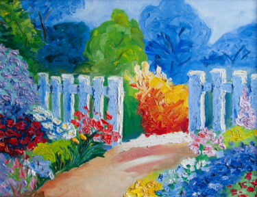 Malerei mit dem Titel "garden/ сад" von Olena And Taisiya Voyevodenko, Original-Kunstwerk, Öl