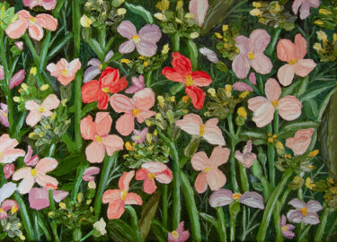 Peinture intitulée "flowers/ цветы" par Olena And Taisiya Voyevodenko, Œuvre d'art originale, Huile