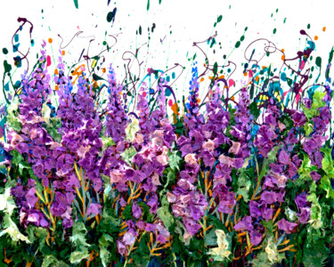 Painting titled "Purple Meadow: Orig…" by Olena Art, Original Artwork, Acrylic