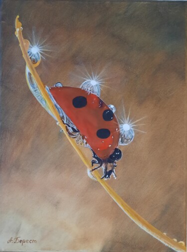 Peinture intitulée "Ladybug" par Olena Berest, Œuvre d'art originale, Huile Monté sur Châssis en bois