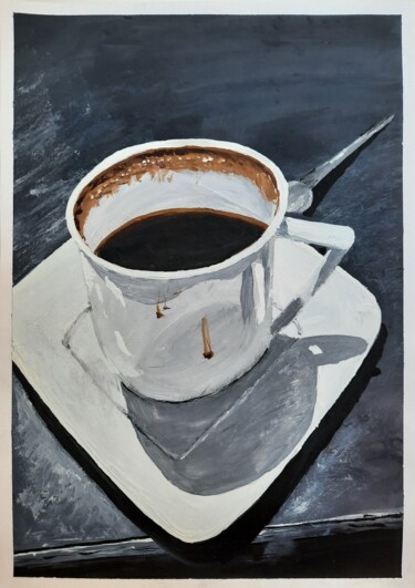 Painting titled "Coffee" by Olena Berest, Original Artwork, Gouache