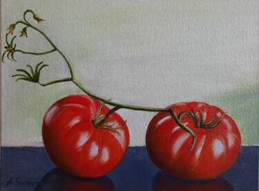 Painting titled "Tomatoes: Taste of…" by Olena Berest, Original Artwork, Oil
