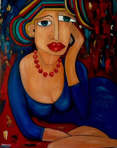 Malerei mit dem Titel "Conversação" von Olena Blinnikova, Original-Kunstwerk, Öl