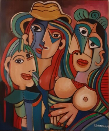 Painting titled "Família" by Olena Blinnikova, Original Artwork, Oil