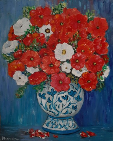 Pintura intitulada "Flores4" por Olena Blinnikova, Obras de arte originais, Óleo Montado em Armação em madeira