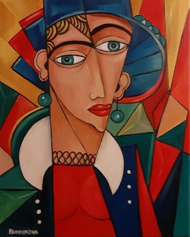 Peinture intitulée "Femme au chapeau" par Olena Blinnikova, Œuvre d'art originale, Huile Monté sur Châssis en bois