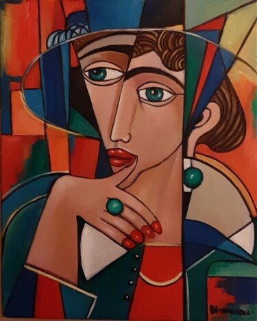 Peinture intitulée "Femme avec une bague" par Olena Blinnikova, Œuvre d'art originale, Huile Monté sur Châssis en bois