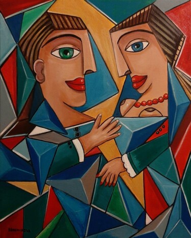 Peinture intitulée "Les amoureux" par Olena Blinnikova, Œuvre d'art originale, Huile Monté sur Châssis en bois