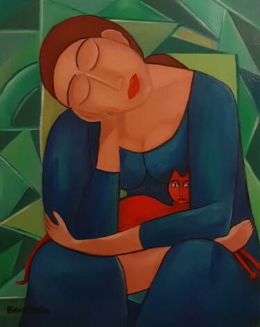 Malarstwo zatytułowany „Anfitriã esta cansa…” autorstwa Olena Blinnikova, Oryginalna praca, Olej Zamontowany na Drewniana ra…
