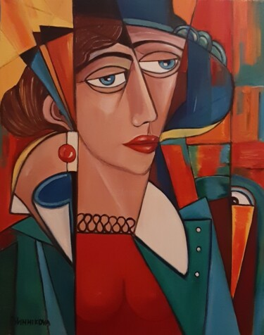 Malerei mit dem Titel "Femme mystérieuse" von Olena Blinnikova, Original-Kunstwerk, Öl