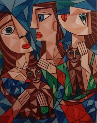 Painting titled "Onde está o meu gato" by Olena Blinnikova, Original Artwork, Oil